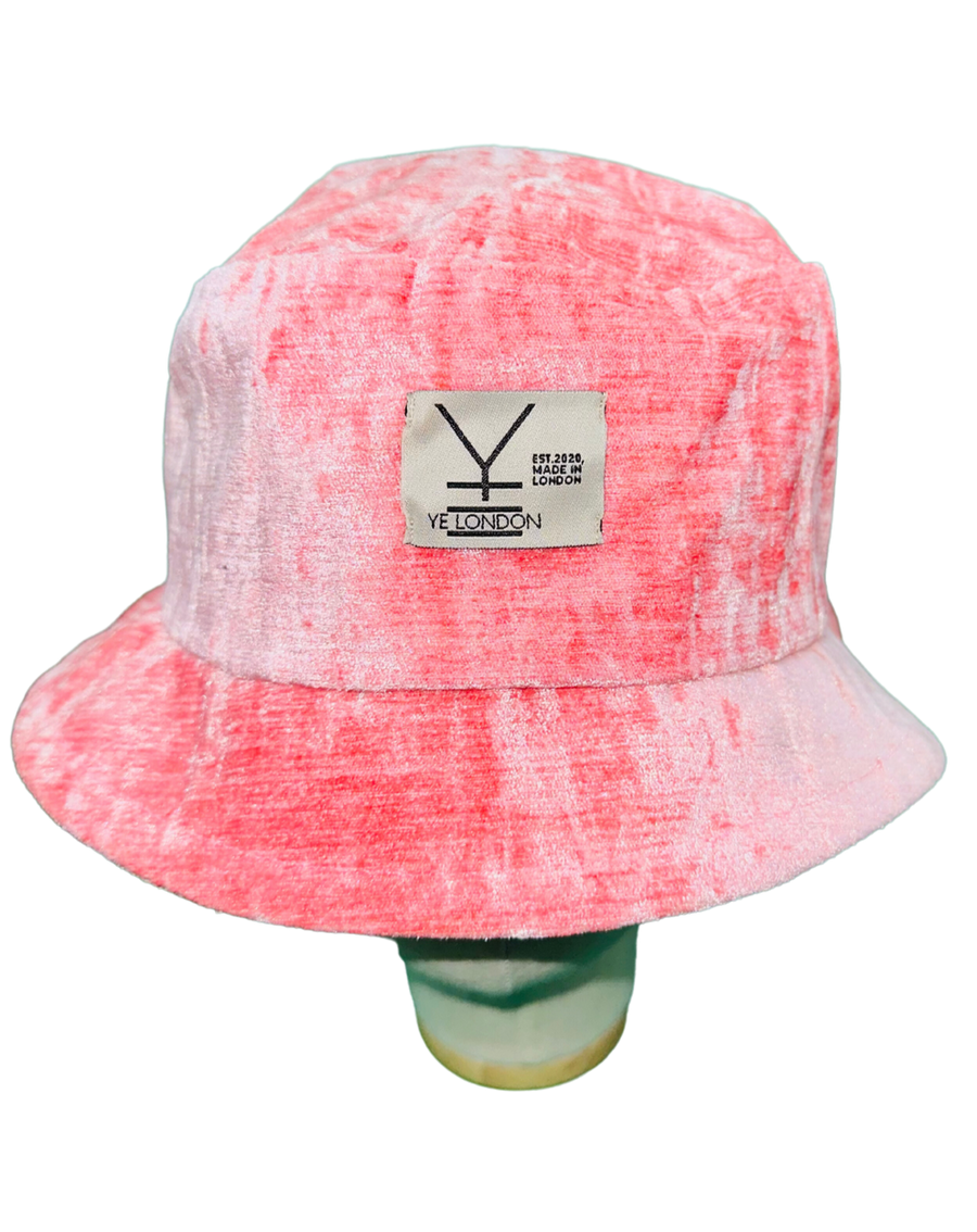 REMNANT Crushed Velvet Bucket Hat in Pink